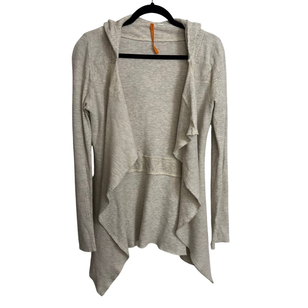 Anthropologie Cardigan Womens XS Natural Gray Waterfall Hooded Saturday Sunday